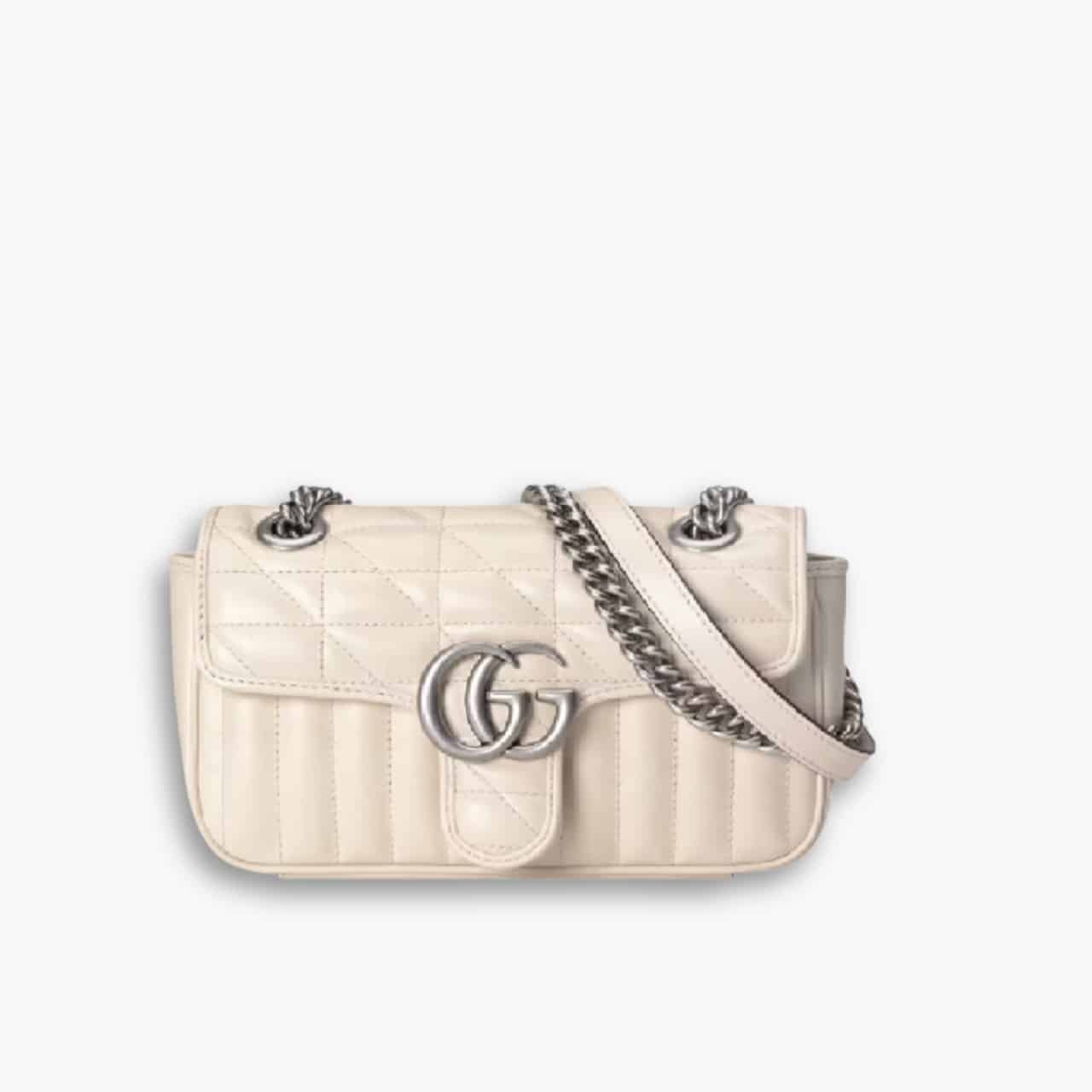 ELG_GCM1024 Gucci Marmont Mini Bag White 23 cm 446744 UM8AN 9022 - Image 1