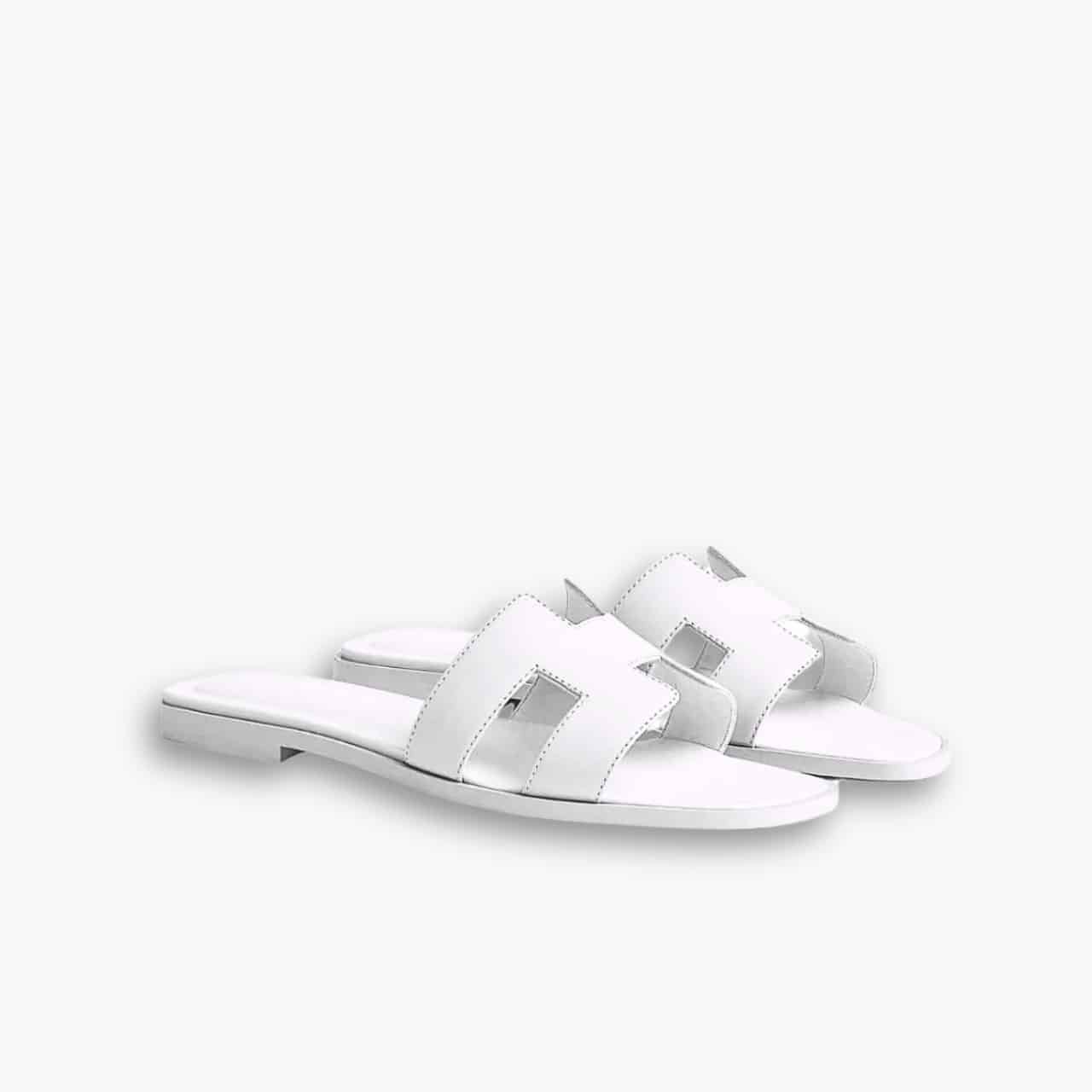 ELG_GCS1001-10-1 Hermes Slippers Flat Oran Full White H202272Z 2V350 - Image 1