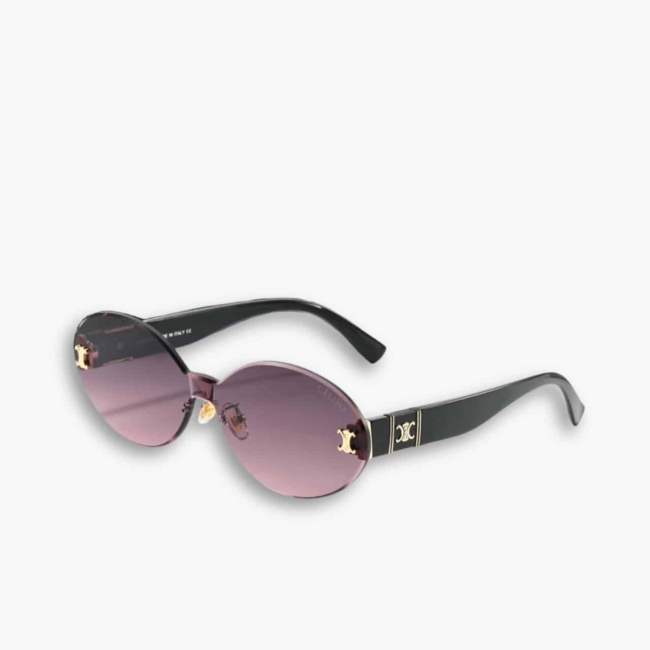 ELG_GCS1001-16 Celine Tortoise Luxe Oval Rimless Sunglasses Purple Rose - Image 1