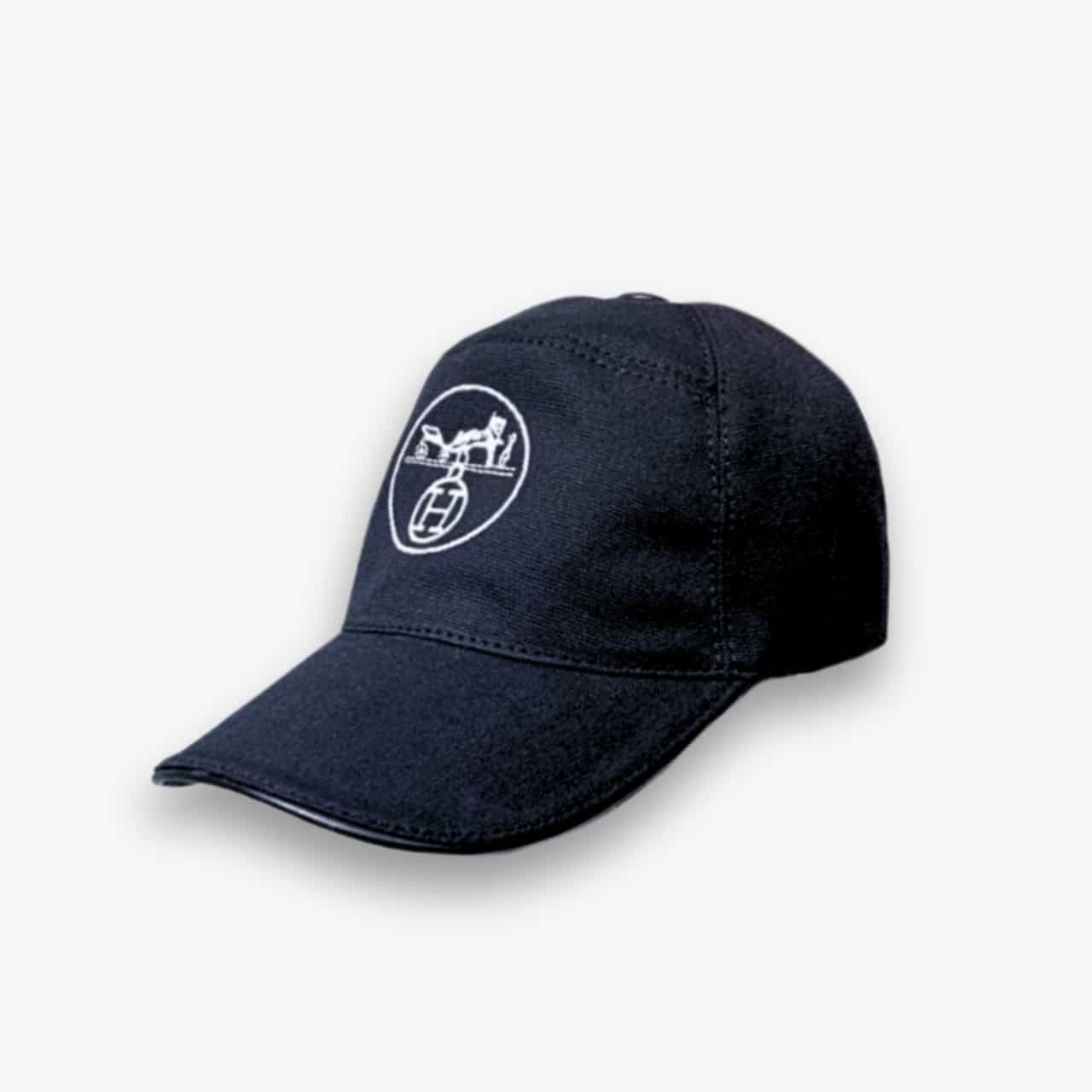 ELG_GCS1001-4 Hermes Logo Canvas Cap Black - Image 1