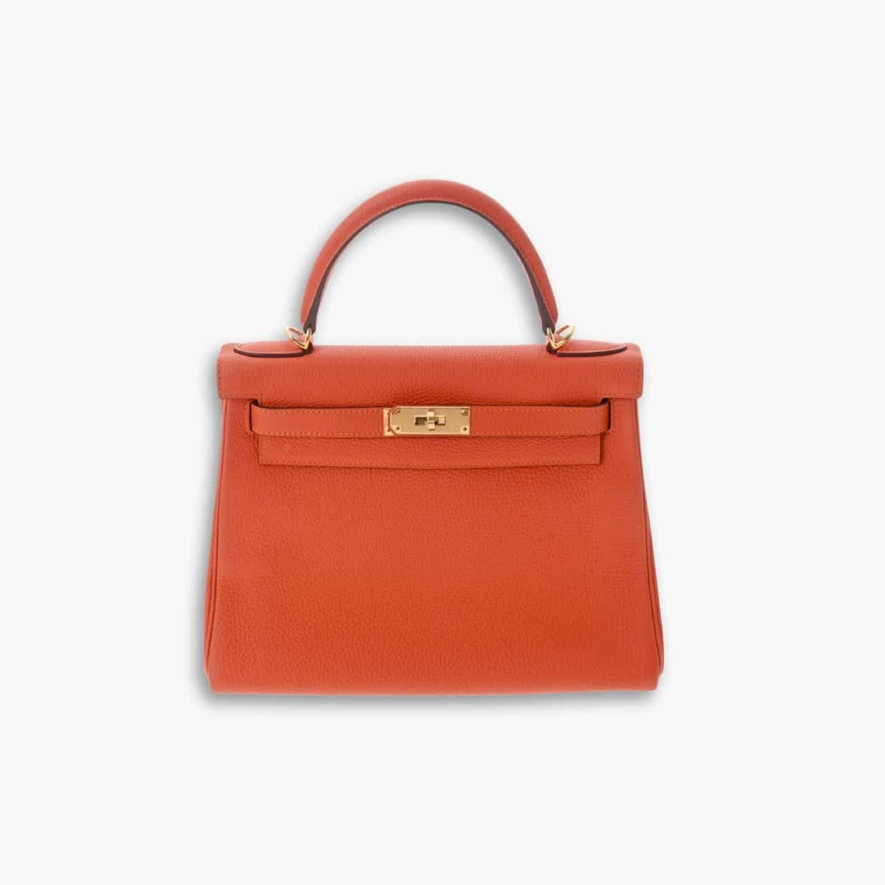 ELG_HMB1021 Hermes Kelly 25 Togo Handbag Orange 25cm - Image 1
