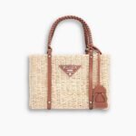 Prada Two Tone Woven Tote Bag In Multi Natural 28cm 1BG336VZOO2DJD