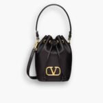 Valentino Mini Vlogo Signature Bucket Bag Black 22cm