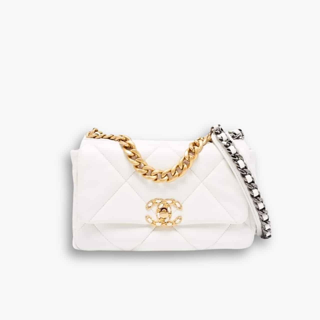 ELG_LVB1150-4-2 Chanel 19 Bag Leather In White 26cm - Image 1