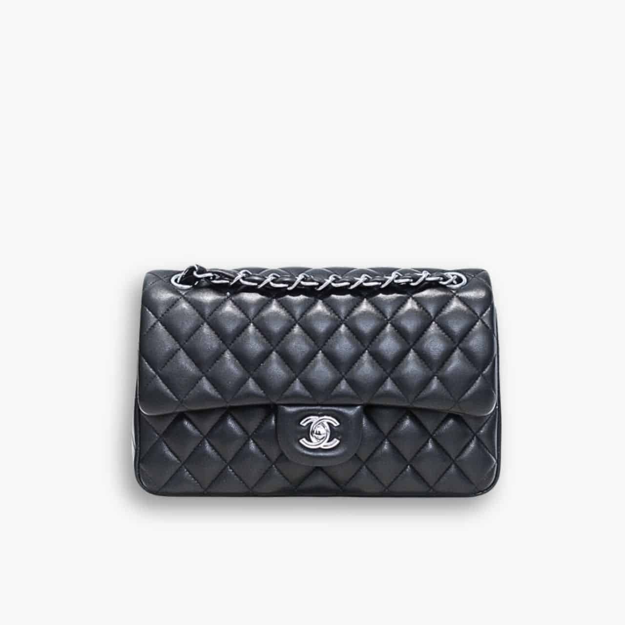 ELG_LVB1150-9-2 Chanel Classic Double Flap Bag Black Leather 30cm - Image 1