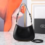 Prada Cleo Brushed Leather Shoulder Bag Black 27Cm 1BC499 ZO6 F0002 V OOO - Image 3