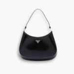 Prada Cleo Brushed Leather Shoulder Bag Black 27Cm 1BC499 ZO6 F0002 V OOO