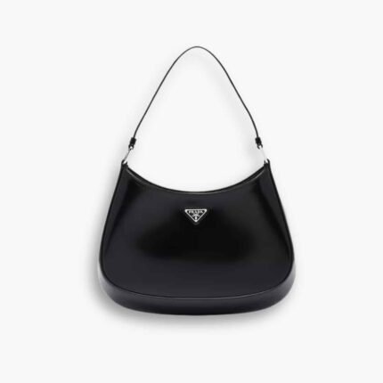 Prada Cleo Brushed Leather Shoulder Bag Black 27Cm 1BC499 ZO6 F0002 V OOO