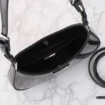 Prada Cleo Brushed Leather Shoulder Bag Black 27Cm 1BC499 ZO6 F0002 V OOO - Image 6