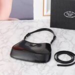 Prada Cleo Brushed Leather Shoulder Bag Black 27Cm 1BC499 ZO6 F0002 V OOO - Image 5