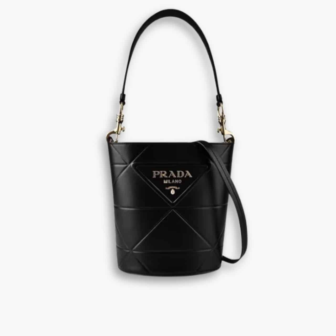 ELG_PRB1012-2 Prada Symbole Leather Bucket Bag Black 21Cm 1BE048 ASK F0002 - Image 1