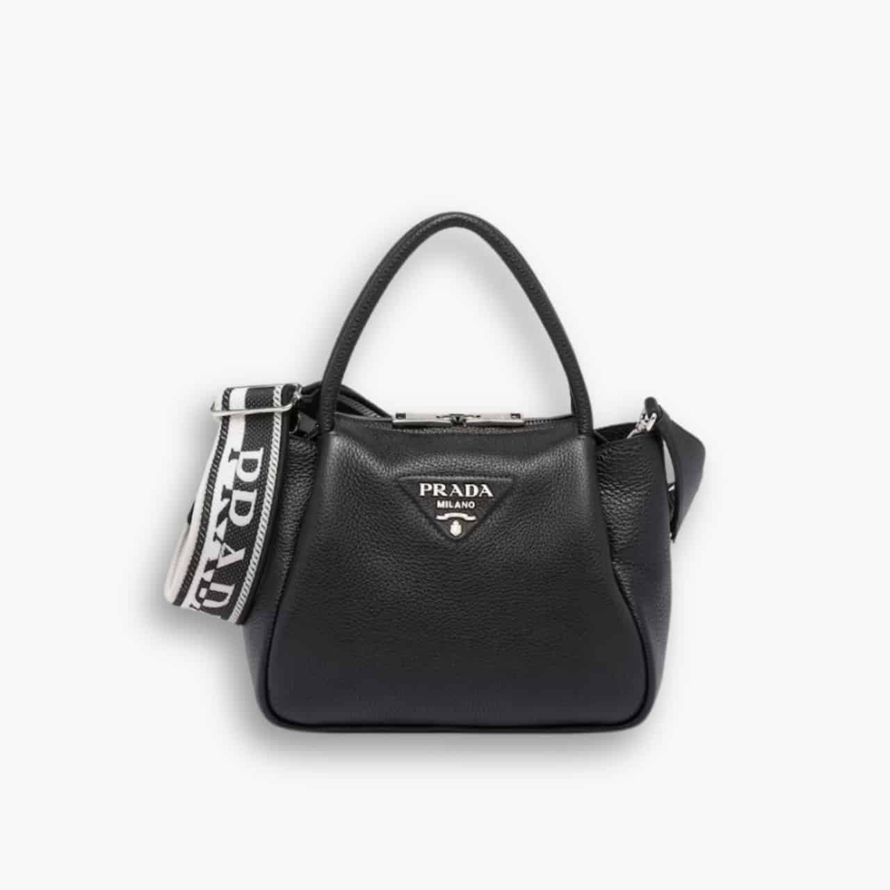 ELG_PRB1022 Prada Small Leather Handbag Black 23cm 1BC145 2DKV F0002 V 3OO - Image 1