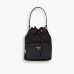 Prada Duet Re Nylon Bucket Bag Black 18Cm 1BH038 RV44 F0002 V UOP