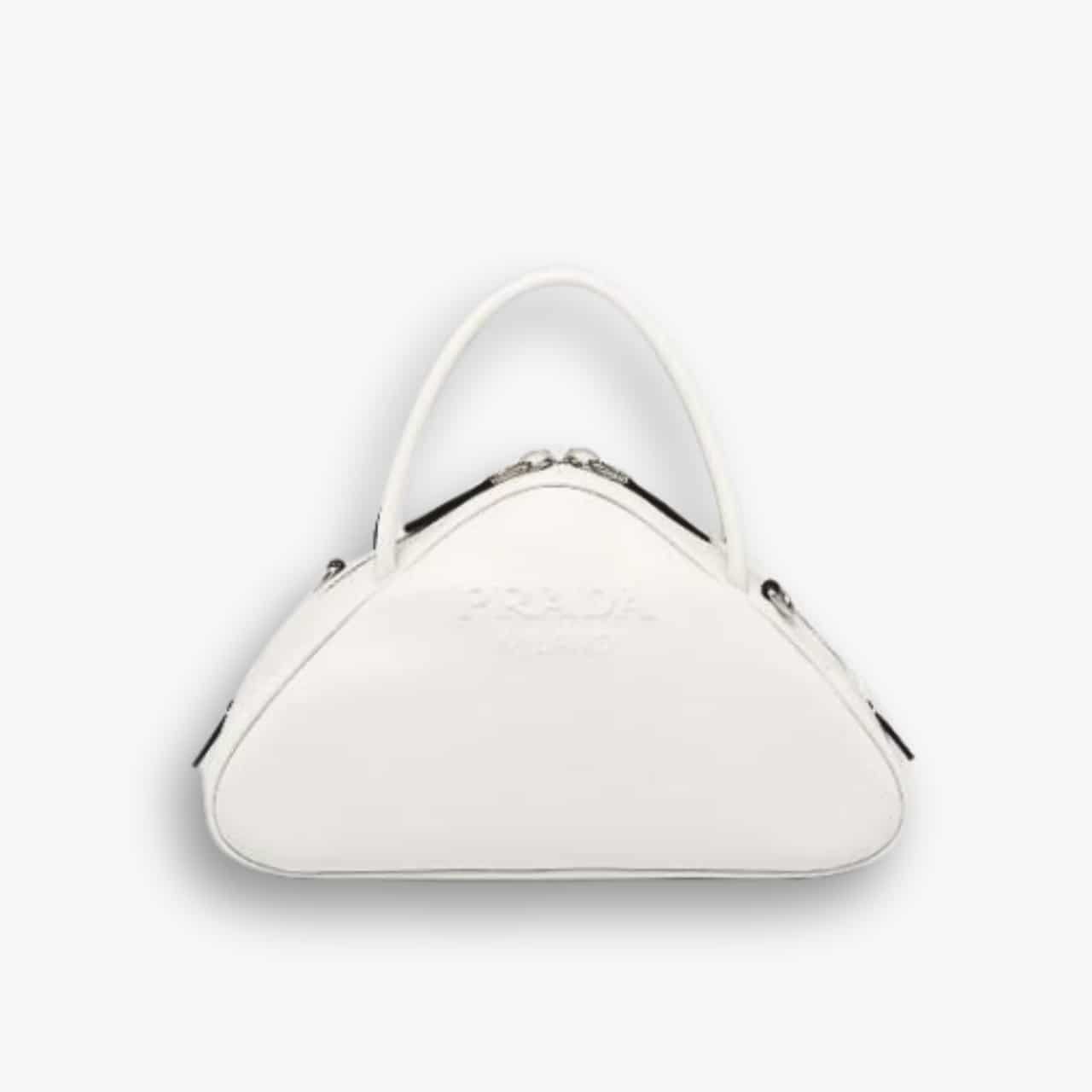 ELG_PRB1039 Prada Triangle Leather Bag White 25Cm - Image 1