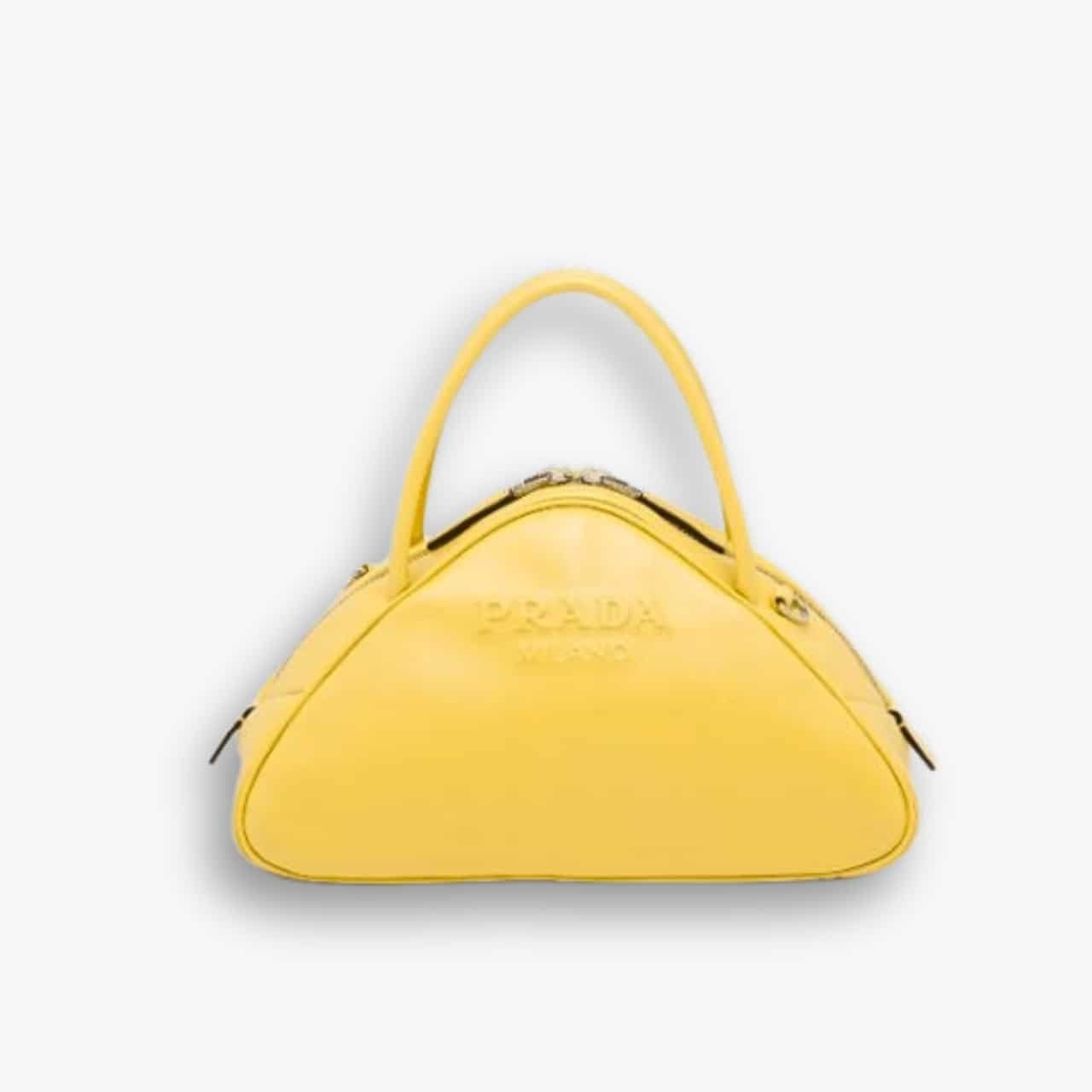 ELG_PRB1040 Prada Triangle Leather Bag Yellow 25Cm - Image 1