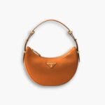 Prada Arqué Small Leather Shoulder Bag Cognac 23cm 1BC194 ASK F0XUG V OOO