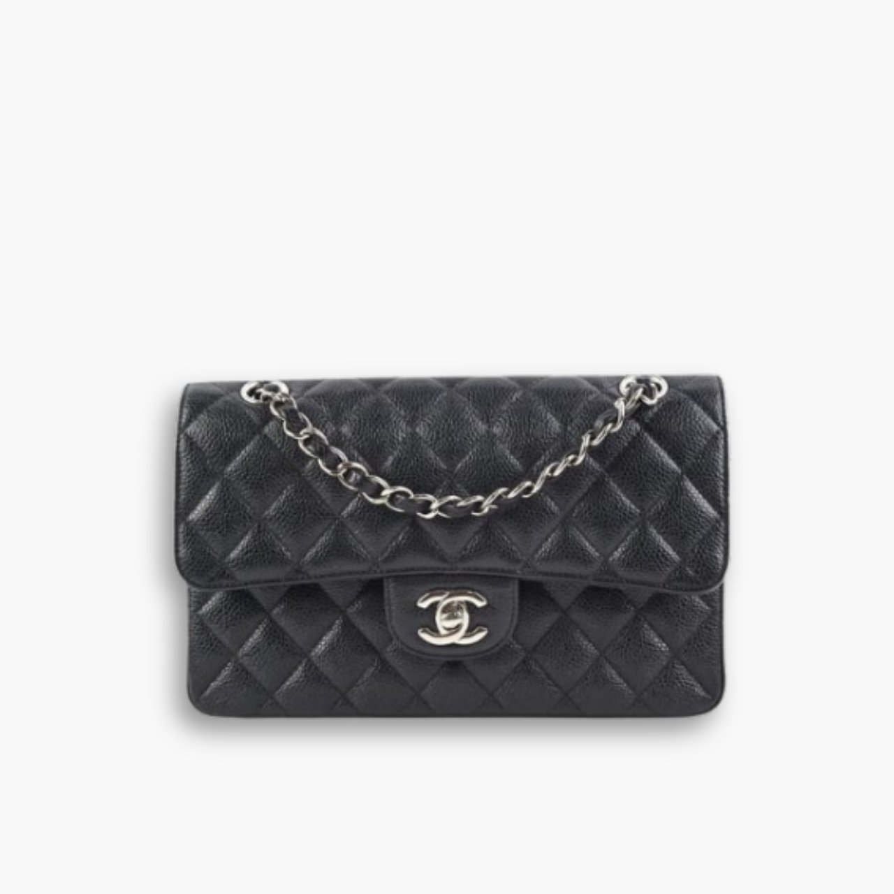ELG_RW1001-3 Chanel Classic Double Flap Bag Black With Silver Hardware 25cm - Image 1