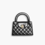Chanel Kelly Mini Shopping Bag Shiny Aged Gold Tone Metal Black 19Cm AS4416 B14296 94305
