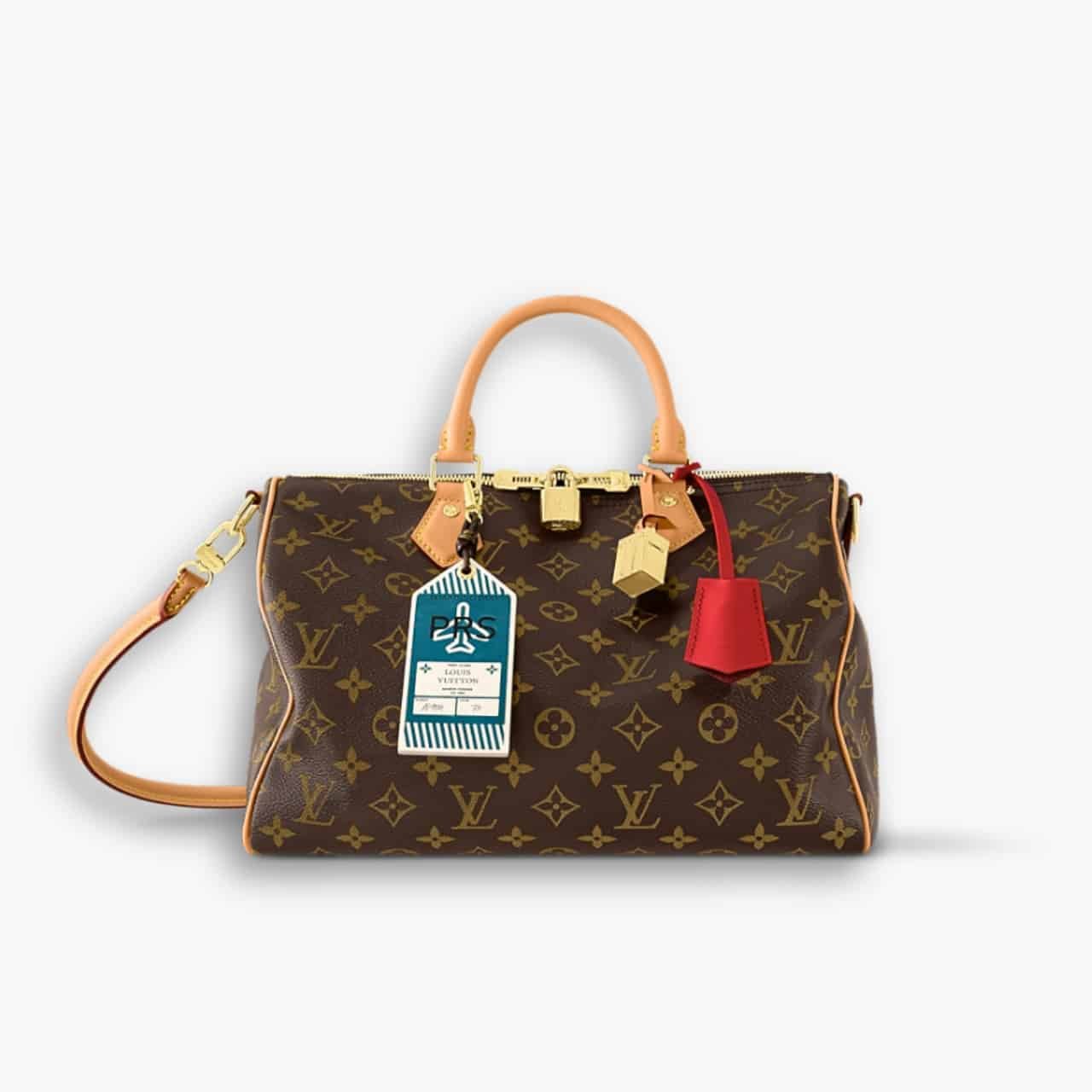 ELG_TNB1150-28 Louis Vuitton Speedy Soft 30 Crafty Bag Monogram Red 30cm M11945 - Image 1
