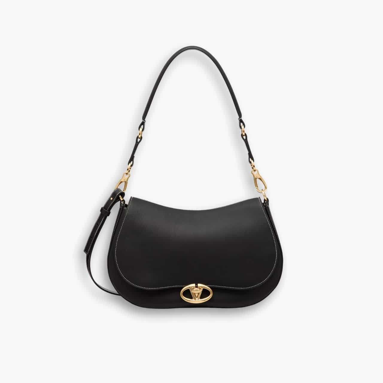 ELG_VLB1005 Valentino Garavani Ohval Shoulder Bag Black 28Cm - Image 1