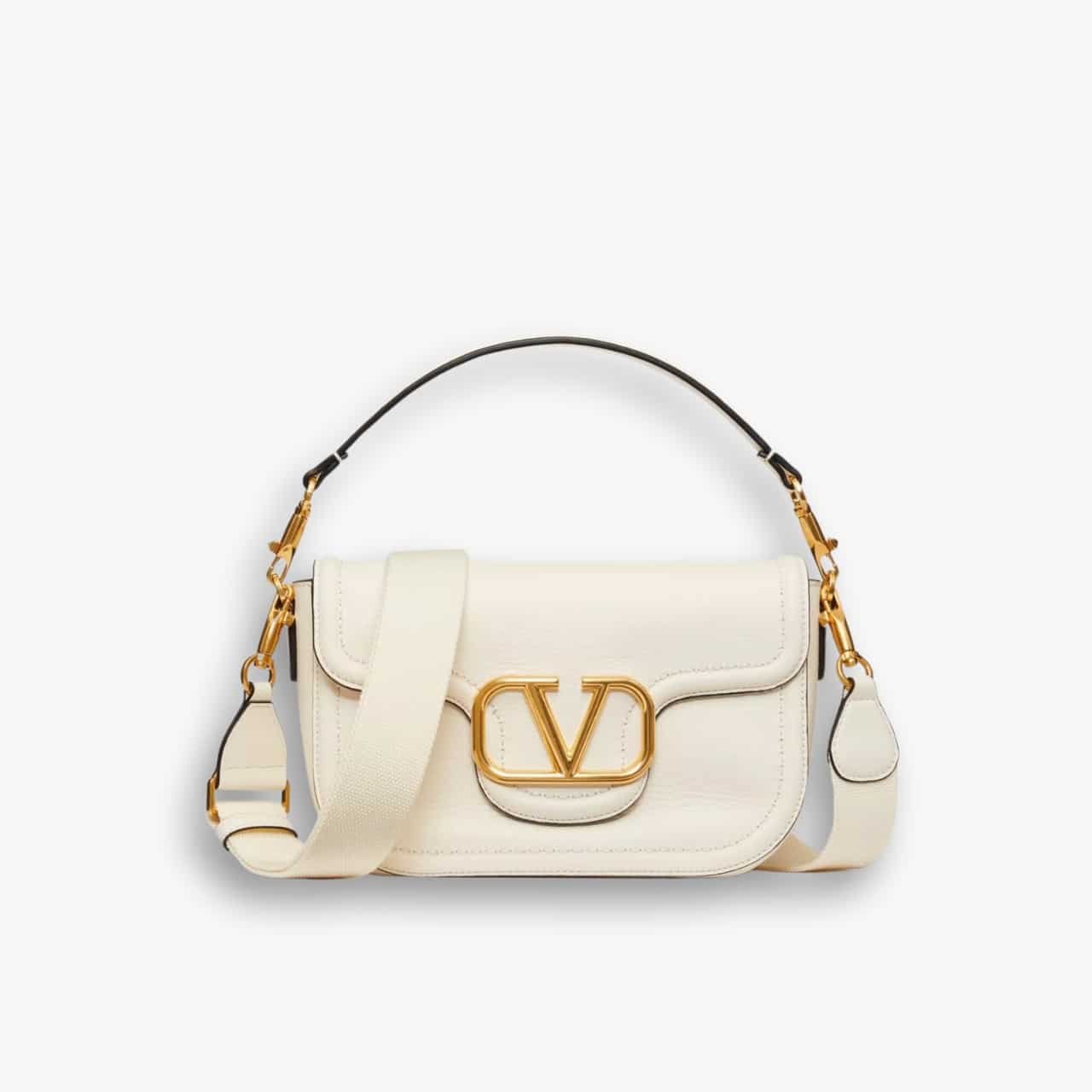 ELG_VLB1009-1 Valentino Garavani Alltime Grainy Leather White 23cm - Image 1