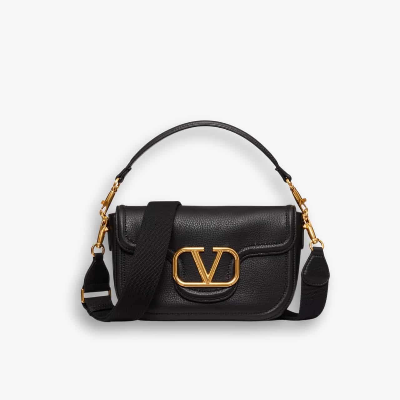 ELG_VLB1010 Valentino Garavani Alltime Grainy Leather Black 23cm - Image 1