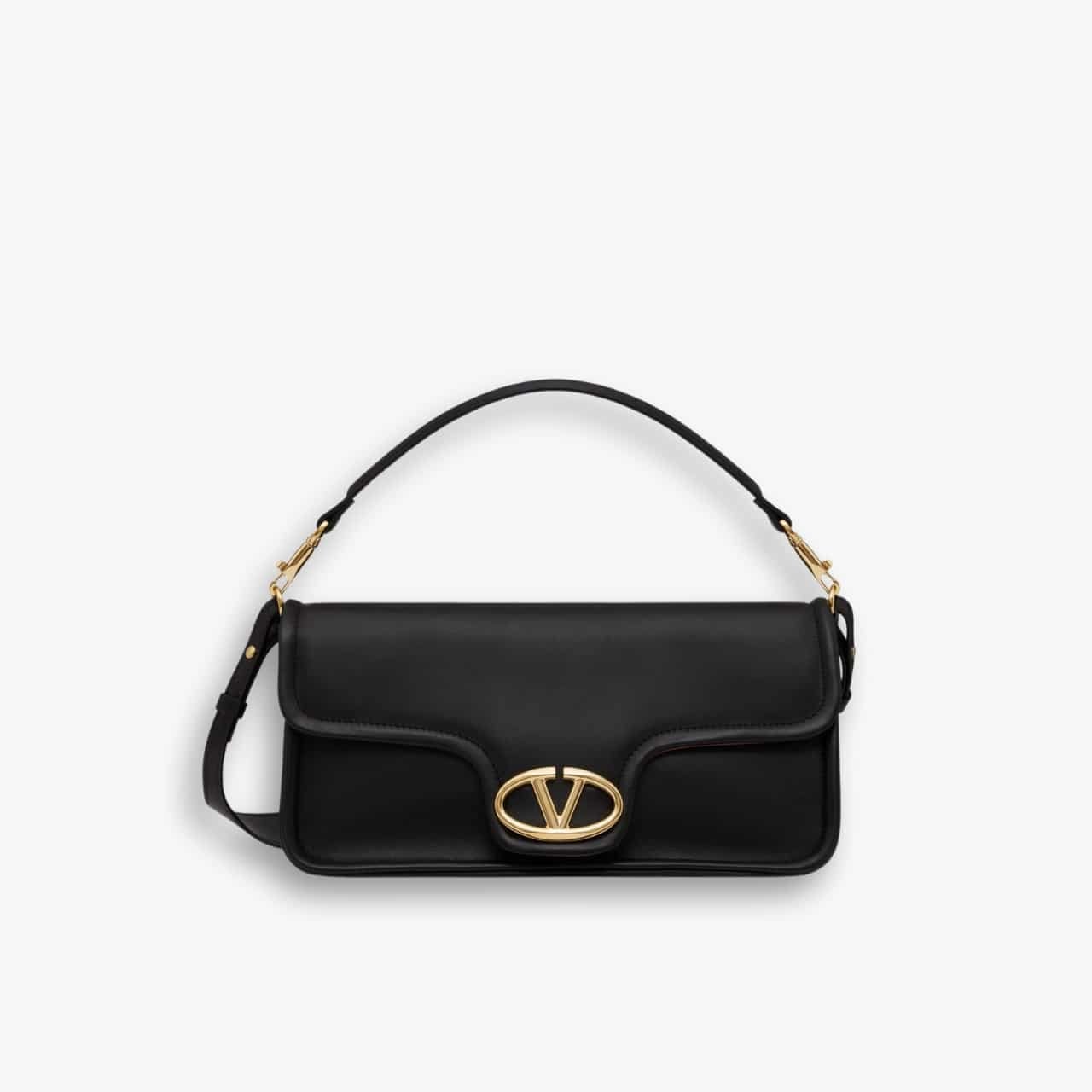 ELG_VLB1021-1 Valentino Garavani Vlogo 1960 Nappa Leather Shoulder Bag Black 28cm - Image 1