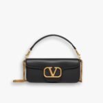 Valentino Garavani Locò Leather Shoulder Bag Black 28cm