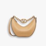 Valentino Small Vlogo Moon Hobo Bag With Chain Beige 24cm