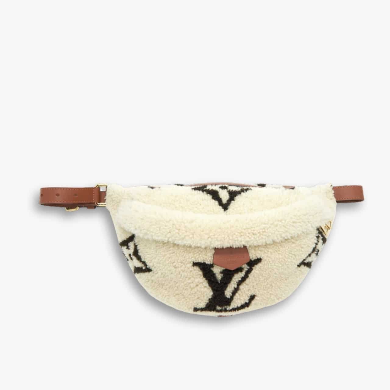 ELG_VLB1178-1 Louis Vuitton Bumbag Monogram Teddy Fleece White 30cm - Image 1
