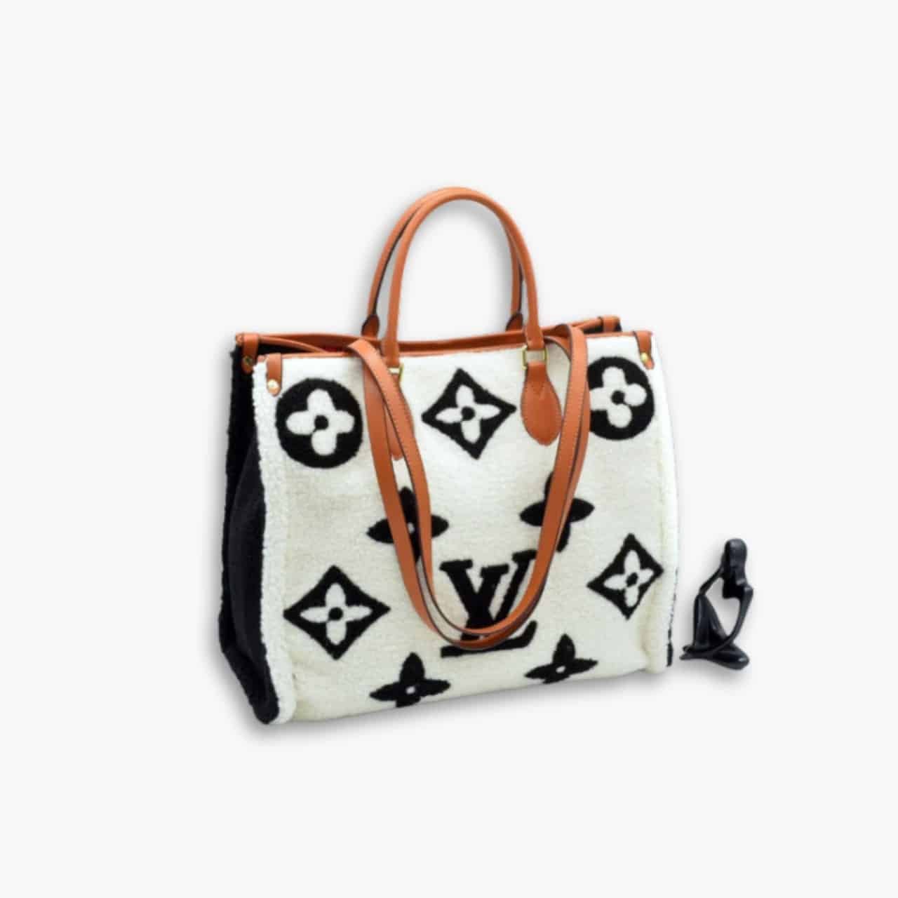 ELG_VLB1181 Louis Vuitton Monogram Giant Teddy Onthego White 38cm - Image 1