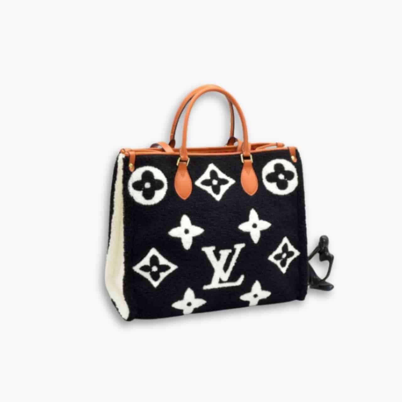 ELG_VLB1182 Louis Vuitton Monogram Giant Teddy Onthego Black 38cm - Image 1