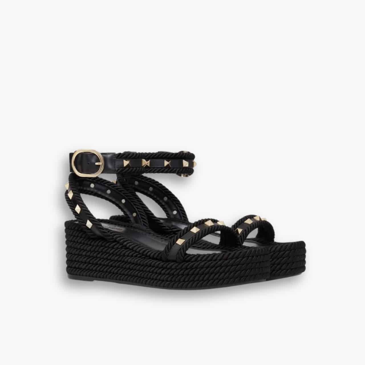 ELG_VLS1009 Valentino Rockstud Flatform Sandal Black 2W2S0GI3BAE0NO - Image 1