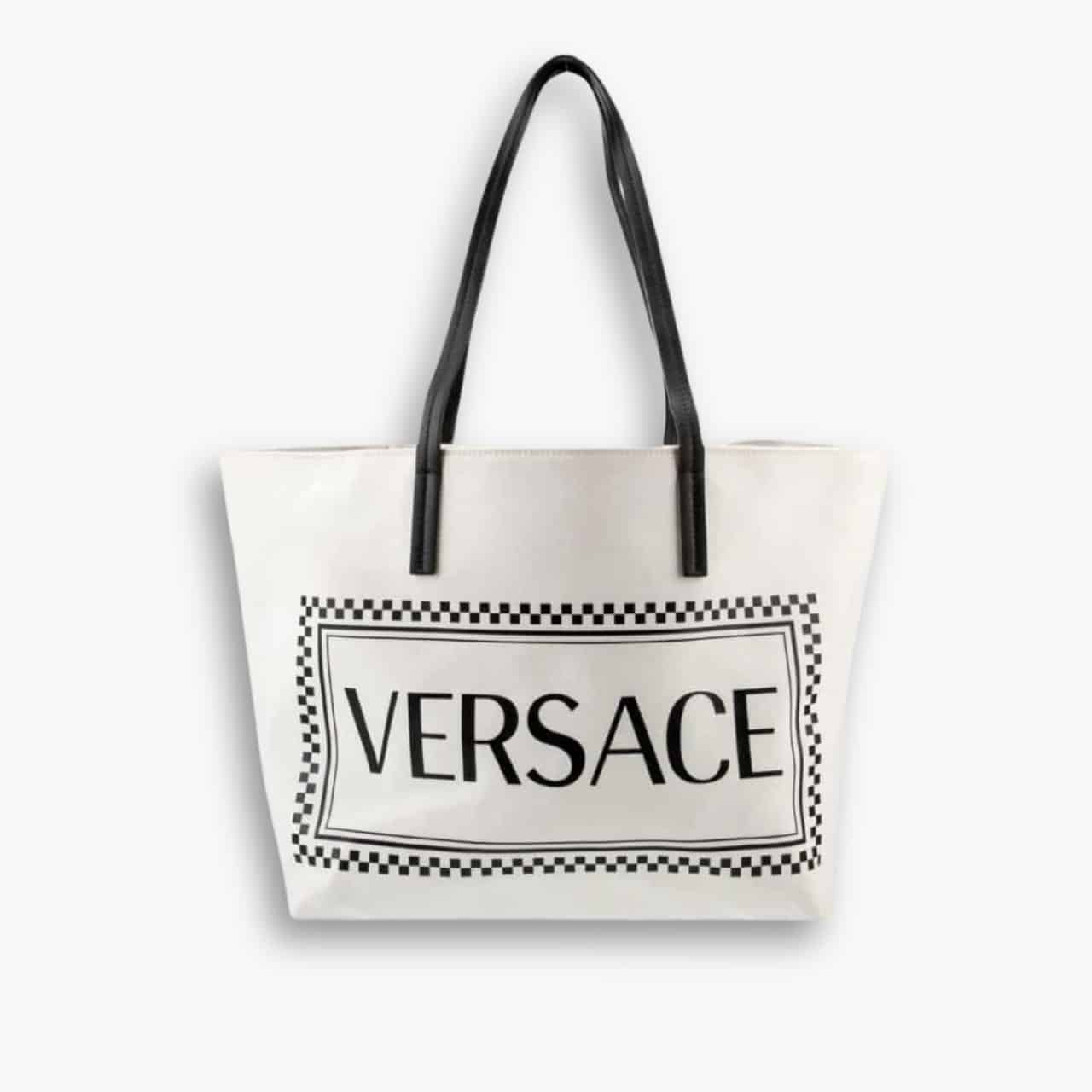 ELG_VSB1008 Versace Canvas Tote Bag White 36cm - Image 1
