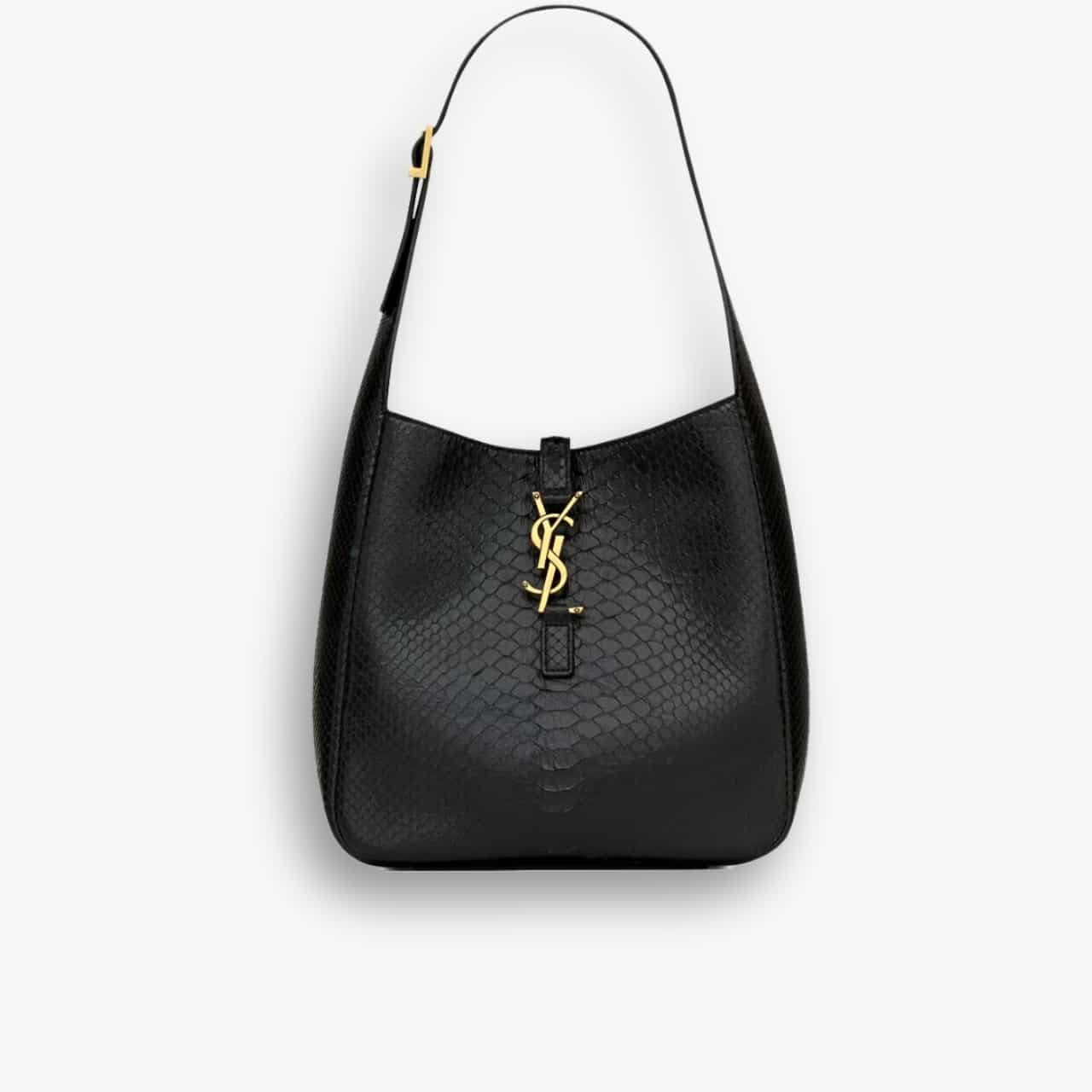ELG_YSLB1032 Saint Laurent Le 5 À 7 Supple Large Black Python 27cm - Image 1