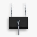 Saint Laurent Kate Small In Grain De Poudre Mirror Effect Black 20Cm