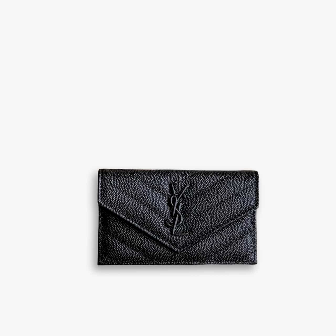 ELG_YSLB1153 Saint Laurent Wallet in Grained Leather Black Hardware 13cm - Image 1