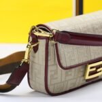 Fendi Baguette Nappa Bag Beige With Red Leather 27cm - Image 4