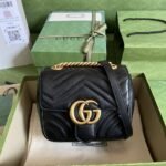 Gucci Marmont Mini Bag Black 18cm ‎739682 AABZC 1000 - Image 3