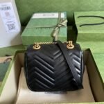 Gucci Marmont Mini Bag Black 18cm ‎739682 AABZC 1000 - Image 2
