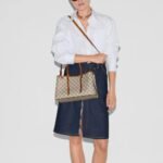 Gucci Emblem Small Tote Bag Beige And Dark Brown 31cm - Image 8