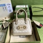 Gucci Horsebit 1955 Mini Bag Beige White 20cm 677212 UULAG 9682 - Image 2
