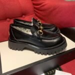 Gucci Women’s Leather Lug Sole Loafer Black 577236 DS800 1000 - Image 3