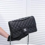 Chanel Classic Double Flap Bag Black With Silver Hardware 25cm - Image 2
