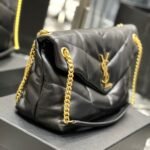 Saint Laurent Puffer Gold Tone Metal  Medium Black 35Cm - Image 6