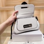 Prada Sidonie Two Tone Leather Shoulder Bag White Black 28Cm 1BD168 2AIX F0964 V OJN - Image 3