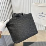 Prada Small Crochet Tote Bag Black 24cm 1BG422 2A2T F0002 V OOL - Image 7