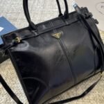 Prada Bonnie Extra Large Leather Handbag Black 42Cm 1BA439 2CYR F0002 V OOO - Image 2