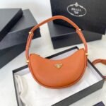 Prada Arqué Small Leather Shoulder Bag Cognac 23cm 1BC194 ASK F0XUG V OOO - Image 2