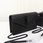 Saint Laurent Cassandre Envelope Chain Wallet Black Metal 20Cm - Image 3